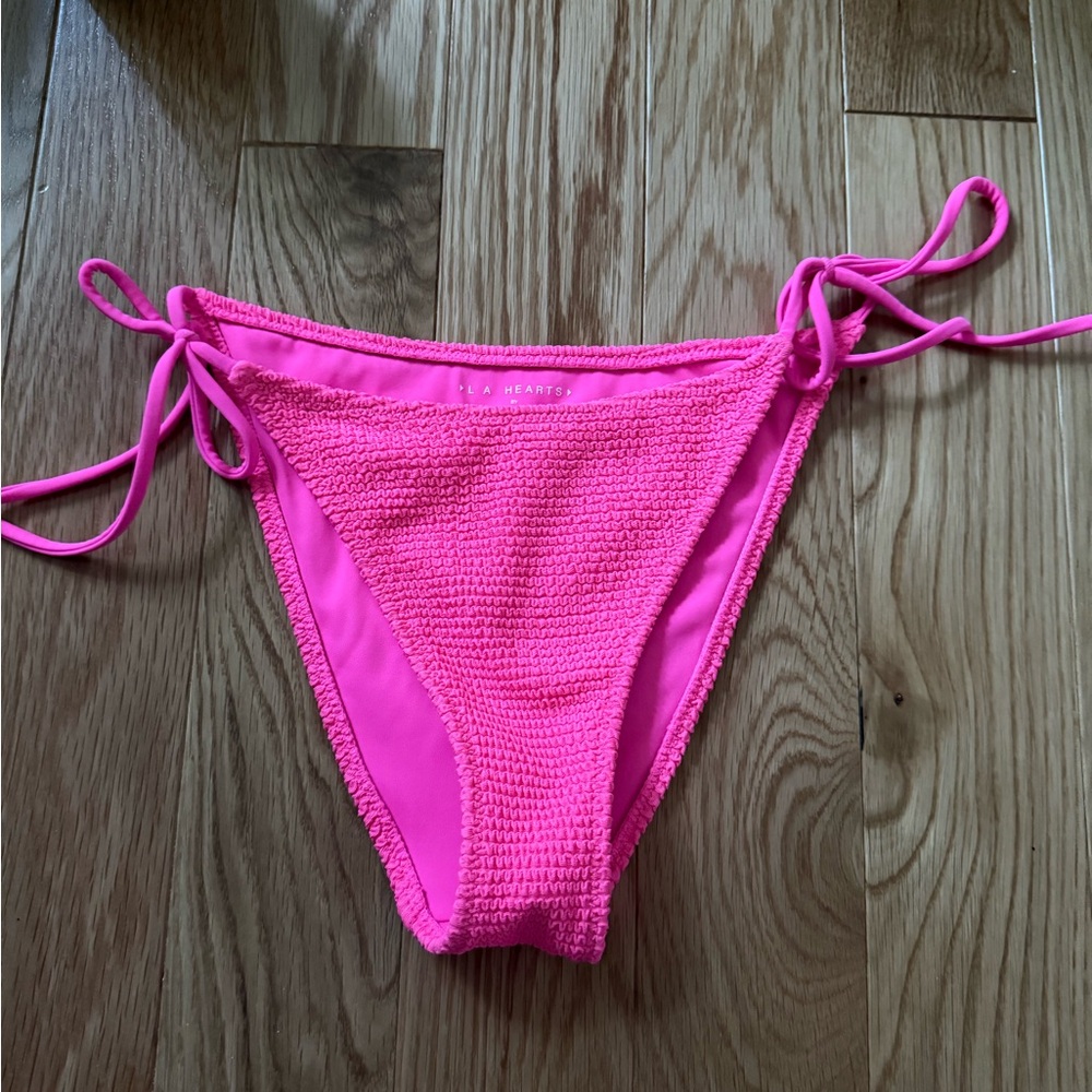 Pink Bikini Bottom with Tie Sides
